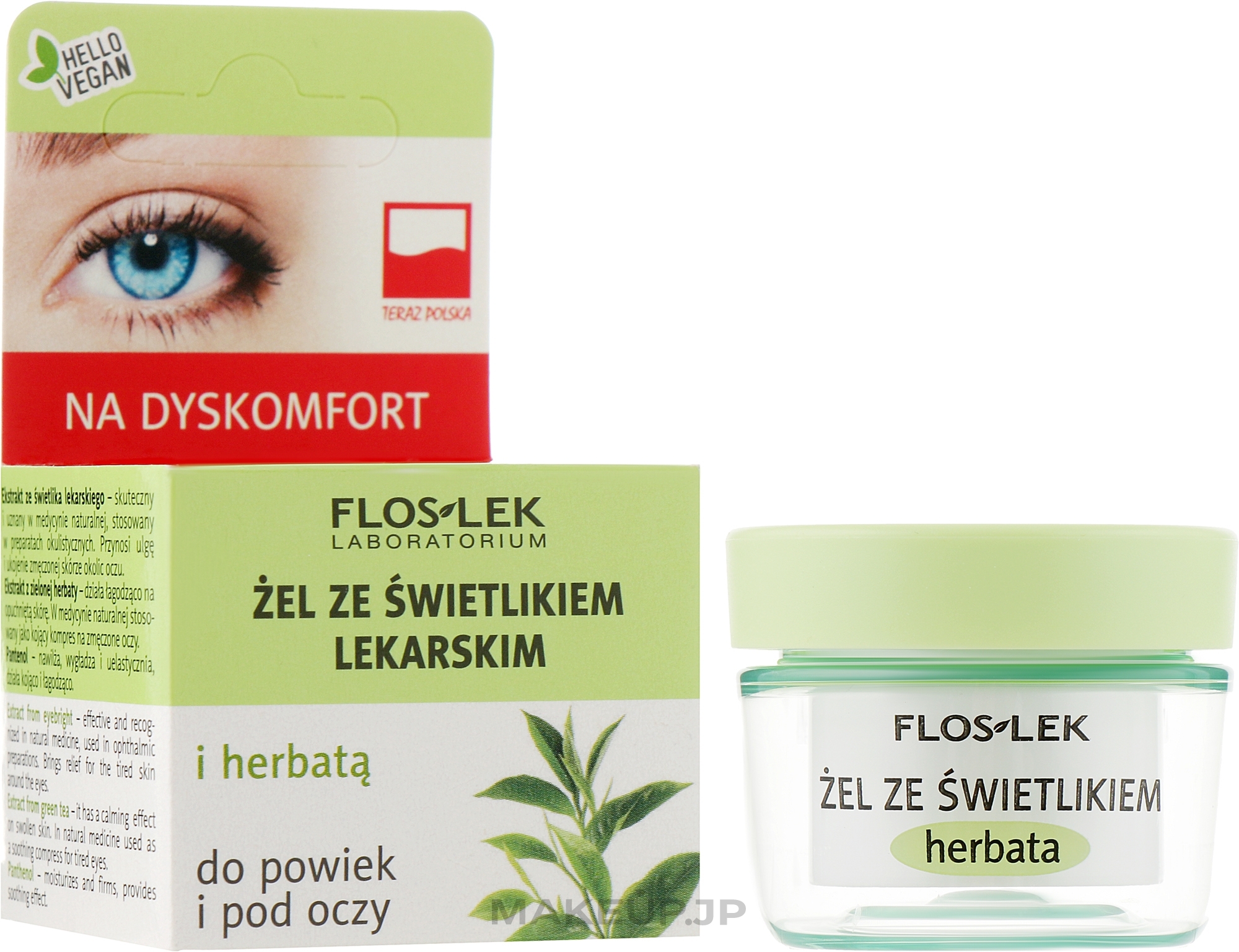 Lid and Under Anti-Aging Eye Gel with Eyebright and Green Tea - Floslek Lid And Under Eye Gel With Eyebright And Green Tea  — photo 10 g