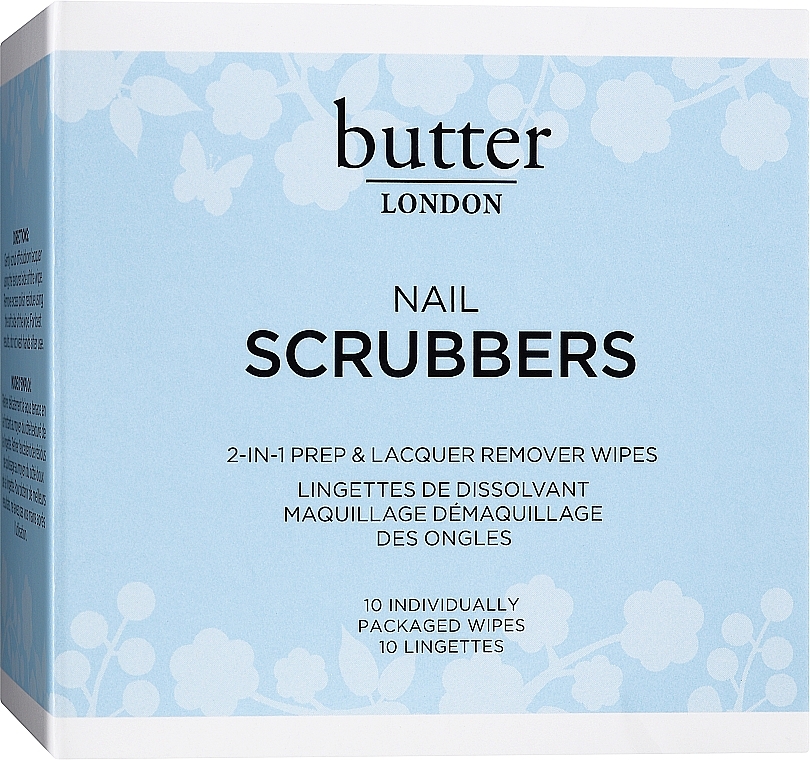 Nail Polish Remover Wipes - Butter London Nail Scrubbers 2-In-1 Prep & Lacquer Remover Wipes — photo N1