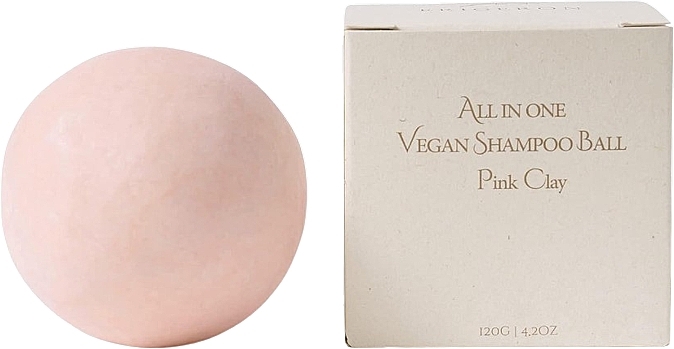 Pink Clay Solid Shampoo, in cardboard packaging - Erigeron All in One Vegan Shampoo Ball Pink Clay — photo N1