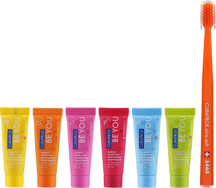 Set, orange - Curaprox Be You (toothpaste/10mlx6 + toothbrush) — photo N2