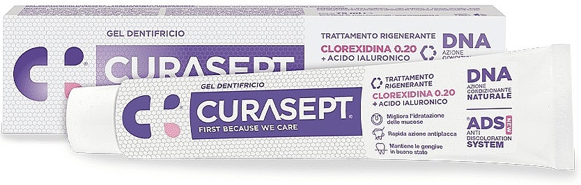 Regenerating Toothpaste with Hyaluronic Acid - Curasept ADS DNA 0.20% CHX — photo N1