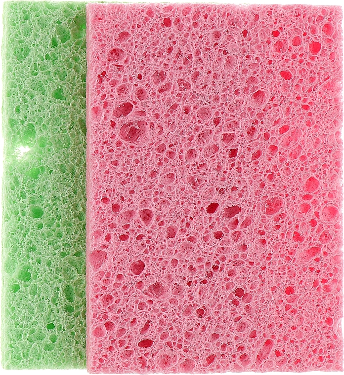 Porous Face Cleansing Sponge, PF-27, green+pink - Puffic Fashion — photo N1