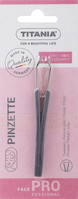 Straight Tweezers with Plastic Handles, 8 cm, 1061/A, grey - Titania — photo N1