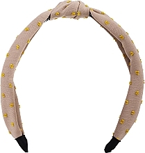 Hair Band with Knot, FA-5618, beige with a yellow dot - Donegal — photo N1