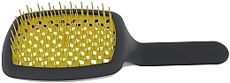 Hair Brush, matte black-yellow - Janeke CurvyM Extreme Volume Brush — photo N1