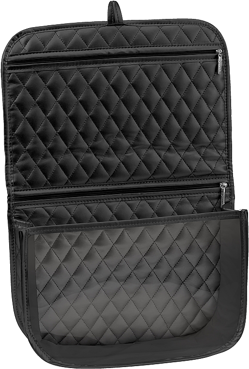 Quilted Cosmetic Bag 21.5x27.5x10 cm, A6114VT, black - Janeke Chic Big Pouch with Hook — photo N2