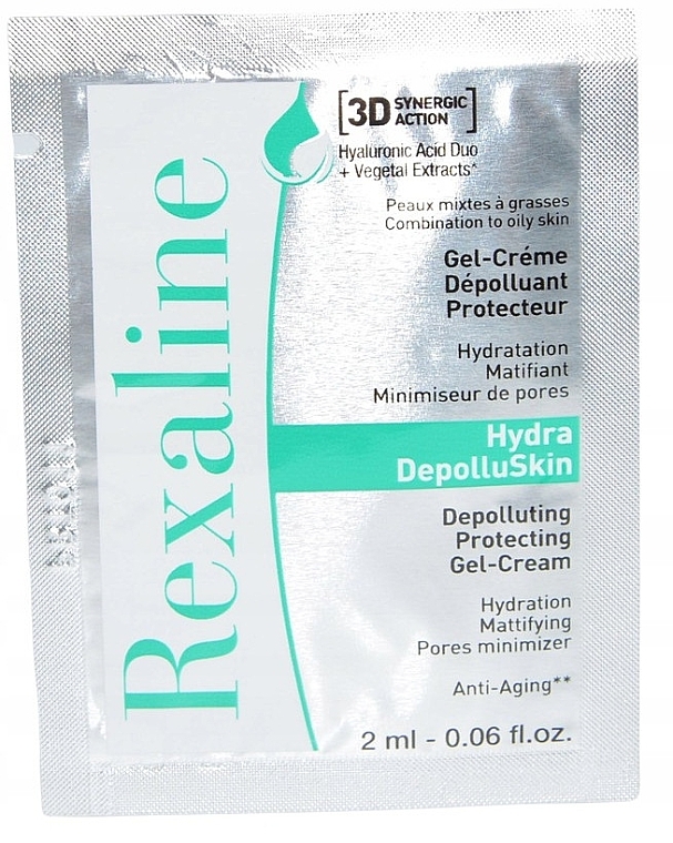 GIFT! Protective Face Gel Cream 'Detox' - Rexaline Hydra 3D Hydra-Depolluskin Gel-Cream (sample) — photo N1