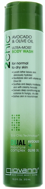 Moisturizing Shower Gel - Giovanni 2chic Ultra-Moist Body Wash Avocado & Olive Oil — photo N1