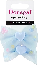 Fragrances, Perfumes, Cosmetics Donegal - Hair Tie Set FA-5602, 2 pcs, blue bows with hearts