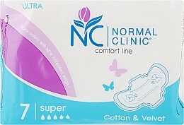 Sanitary Pads "Comfort Ultra Cotton & Velvet" 5 drops, 7pcs - Normal Clinic — photo N1
