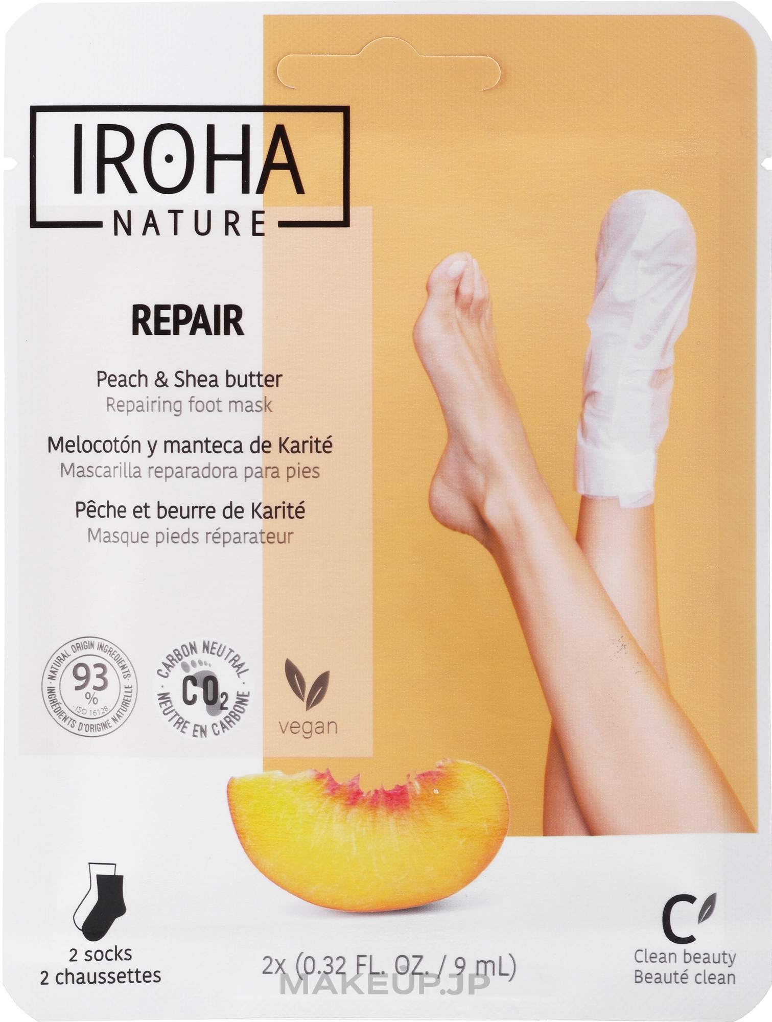 Foot Mask - Iroha Nature Repair Peach Socks Foot Mask — photo 2 x 9 ml