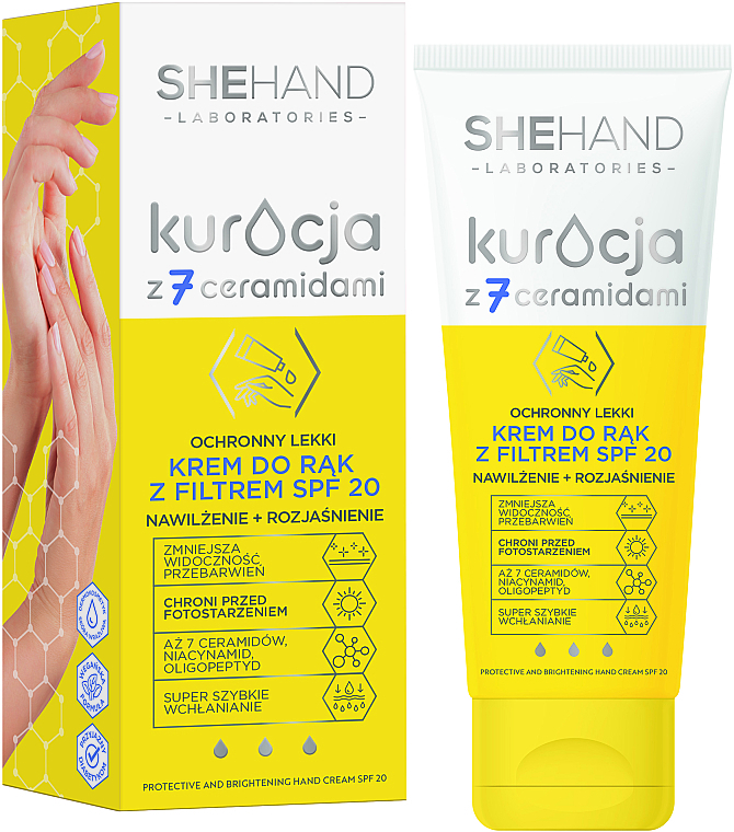 Moisturizing & Brightening Protective Hand Cream - SheHand Treatment with 7 ceramides SPF 20 — photo N2