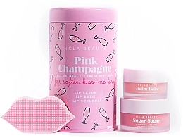 Set 'Pink Champagne' - NCLA Beauty Pink Champagne (l/balm/10ml + l/scrub/15ml + scrubber) — photo N1