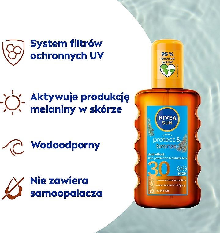 Sunscreen Spray for Suntan - Nivea Sun Protect & Bronze SPF30 Dual Effect Spray — photo N3