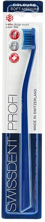 Soft-Medium Toothbrush, dark blue - SWISSDENT Profi Colours Soft-Medium Toothbrush Blue&Blue — photo N1