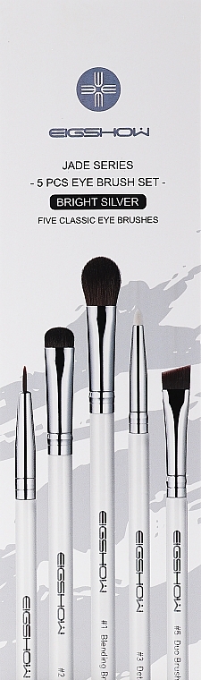 Eye Makeup Brush Set, 5 pcs - Eigshow Beauty Jade Bright Silver — photo N2