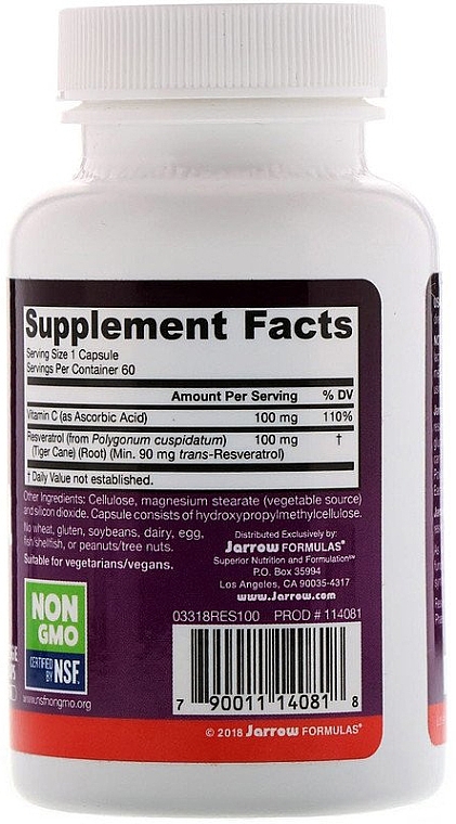 Resverat - Jarrow Formulas Resveratrol, 100 mg — photo N2