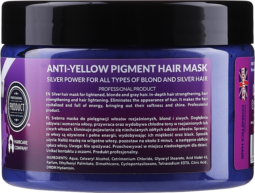 Hair Mask - Ronney Professional Anti-Yellow Pigment Silver Power Mask — photo N2