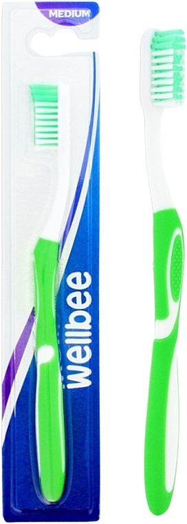 Medium Toothbrush, green - Wellbee — photo N2