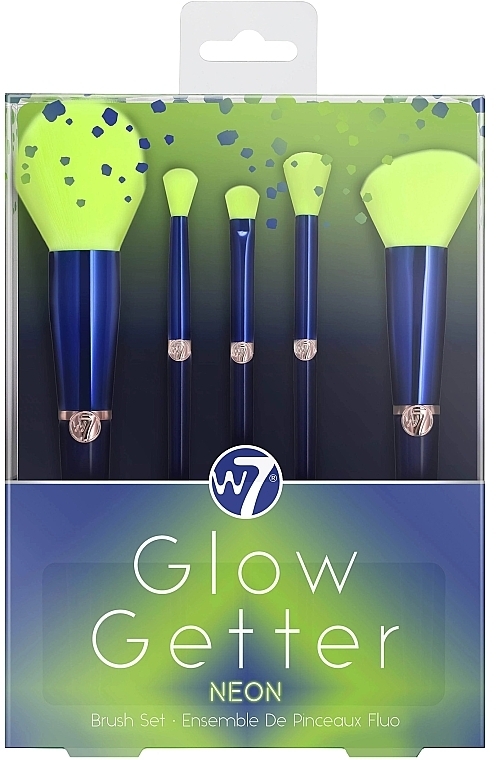 Makeup Brush Set, 5 pcs - W7 Glow Getter Neon Makeup Brush Set — photo N1