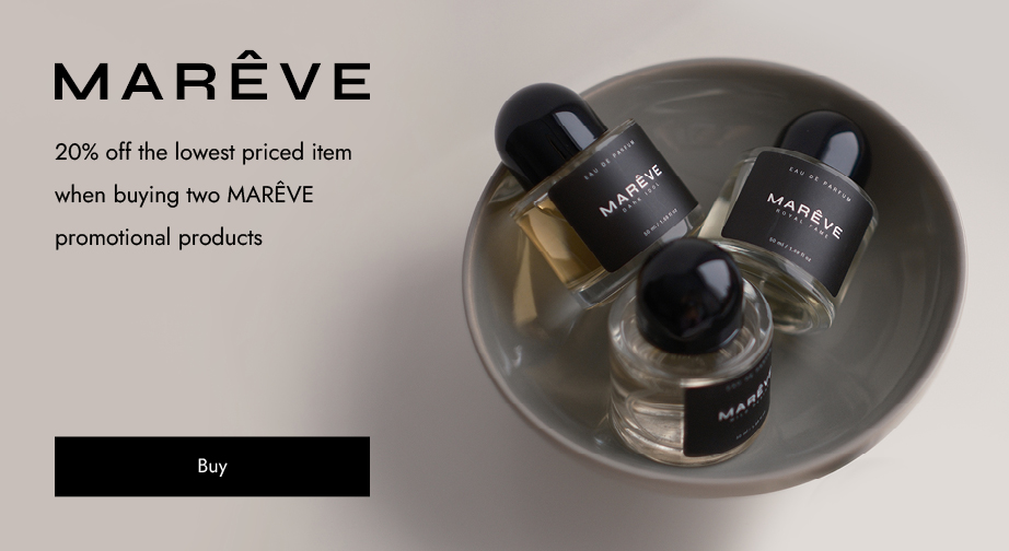 20% off the lowest priced item when buying two MARÊVE promotional products