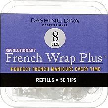 Narrow Nail Tips "French Smile+" - Dashing Diva French Wrap Plus White 50 Tips (Size 8) — photo N1