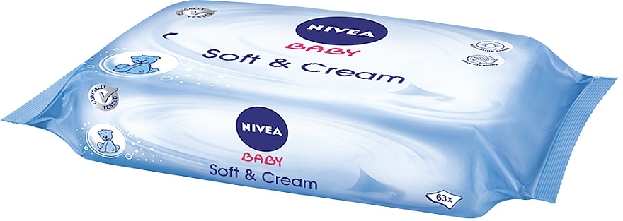 Wet Wipes ‘Baby’ 2x63pcs - NIVEA Baby Soft & Cream — photo N3