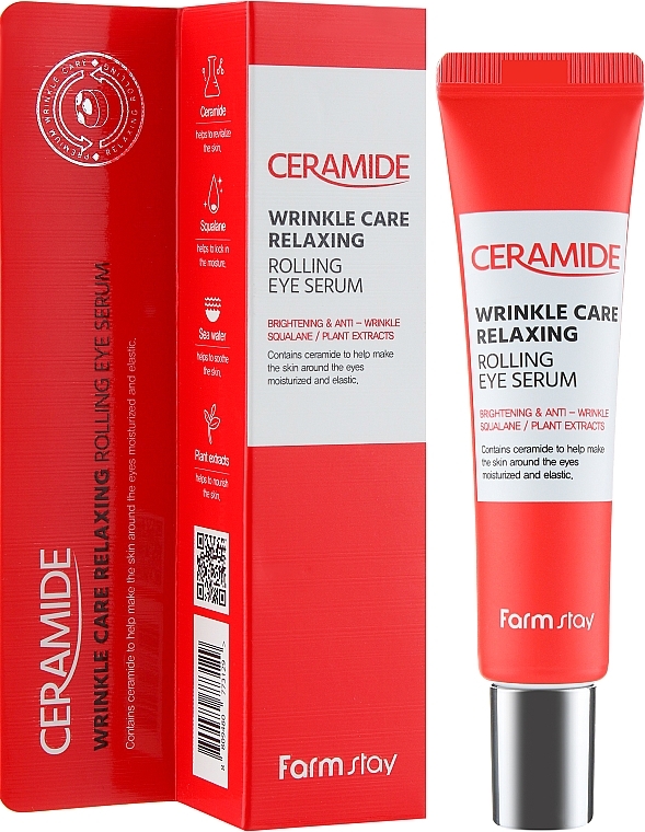 Anti-Aging Relaxing Eye Serum with Ceramides - FarmStay Ceramide Wrinkle Care Relaxing Rolling Eye Serum — photo N2