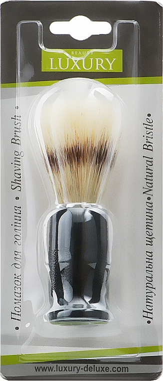 Shaving Brush with Badger Fiber, PB-05, black handle - Beauty LUXURY — photo N1