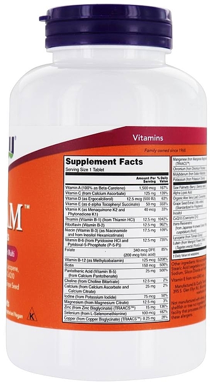 Men Super Multivitamins, tablets - Now Foods Adam Superior Men's Multi — photo N5