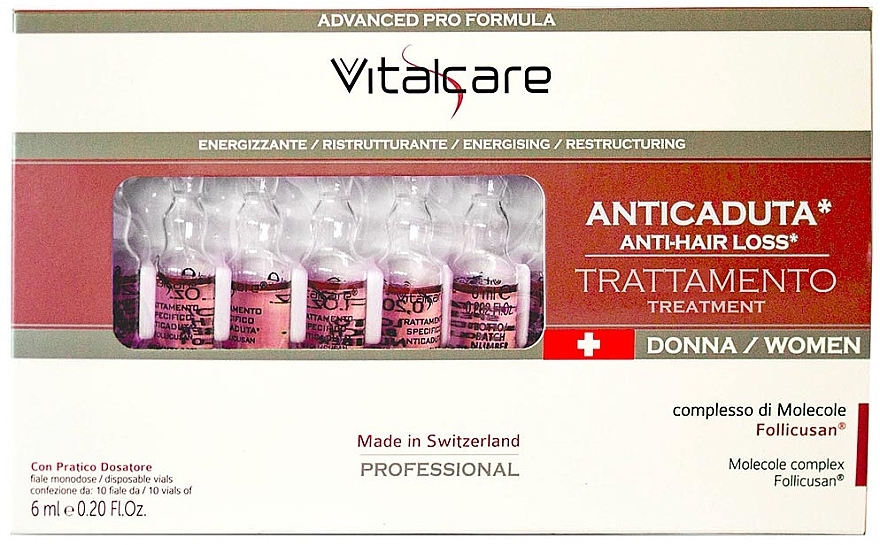 Anti Hair Loss Ampoules for Women - Vitalcare Professional Made In Swiss Women's Anti-Hair Loss Ampoules — photo N2