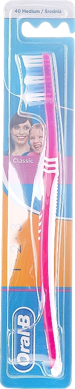 Medium Toothbrush 40, pink - Oral-B 1 2 3 Classic 40 Medium — photo N1