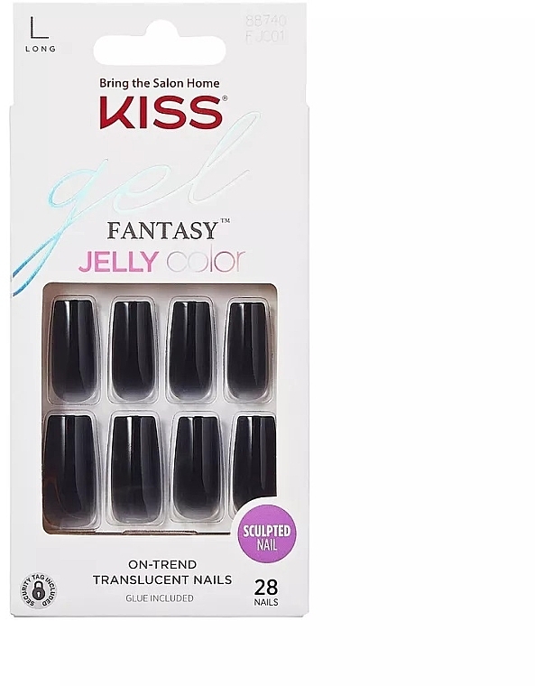 False Nails with Glue Set, long - Kiss Fantasy On-Trend Translucent Nails Jelly Color — photo N1