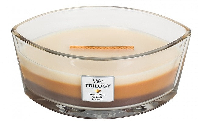 Scented Candle in Glass - WoodWick Trilogy Ellipse Cafe Sweets — photo N1