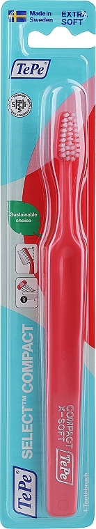 Select Compact Extra Soft Toothbrush, very soft, coral - TePe Toothbrush — photo N1