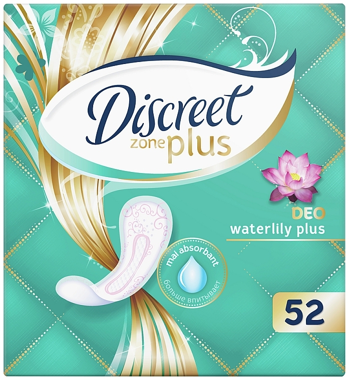 Daily Pantiliners Deo Water Lily Plus, 52pcs - Discreet Zone Plus — photo N1