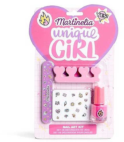 Nail Set - Martinelia Unique Girl Nail Art Kit (n/polish/4 ml + toe/separ/1 pcs + n/file/1 pcs + n/stickers) — photo N2