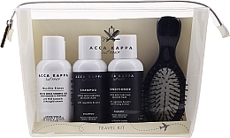 Fragrances, Perfumes, Cosmetics Travel Set - Acca Kappa White Moss (sh/100ml + sh/gel/100ml cond/100ml + brush + pounch)