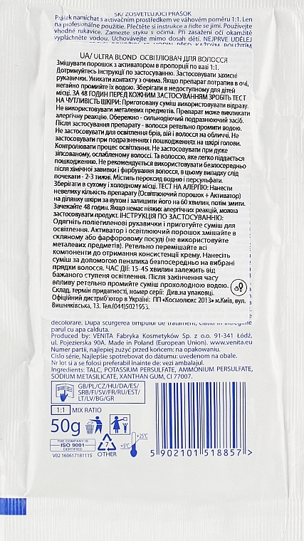 Hair Bleaching Powder - Venita Ultra Blond 12% Oxidant (sachet) — photo N2