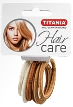 Hair Tie, elastic, 6 mm, 6 pcs, light brown - Titania — photo N1