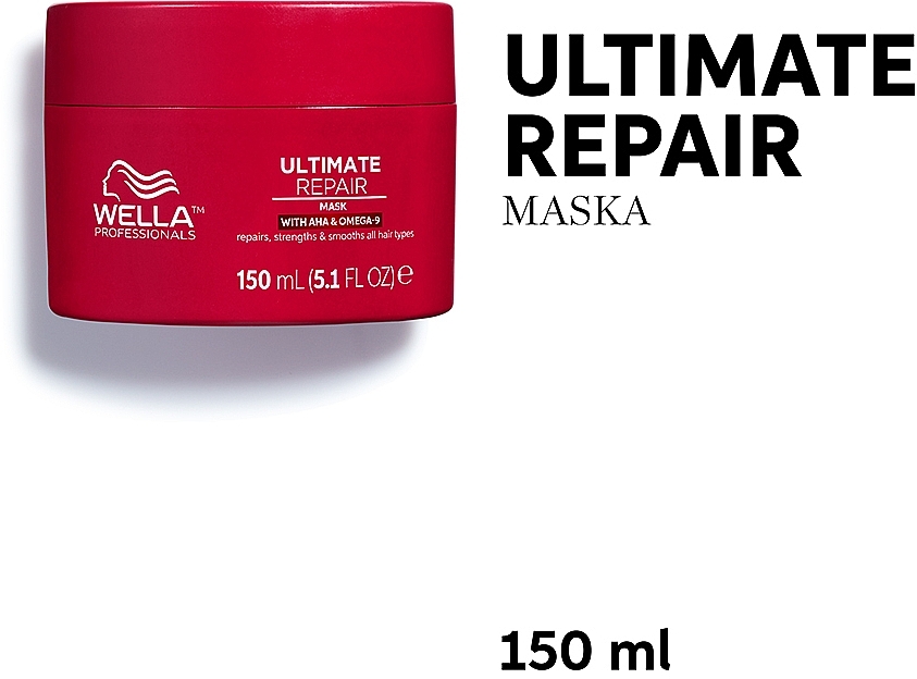 All Hair Types Cream Mask - Wella Professionals Ultimate Repair Mask With AHA & Omega-9 — photo N4