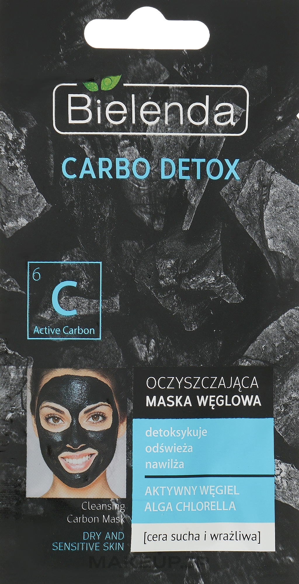 Charcoal Cleansing Mask for Dry Skin - Bielenda Carbo Detox Cleansing Mask Dry and Sensitive Skin — photo 8 g