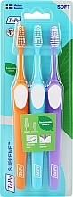 Toothbrush Set, purple + blue + orange - Tepe Supreme Soft  — photo N1