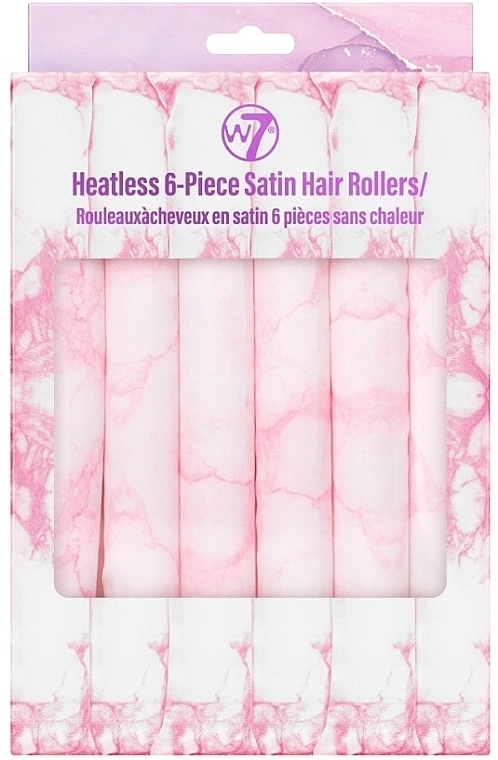 Soft Satin Curlers for Cold Curling, 6 pcs. - W7 Heatless 6 Piece Satin Hair Rollers — photo N1