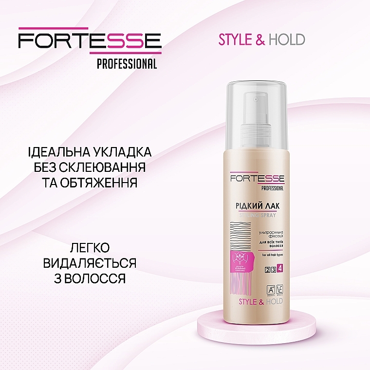 Ultra Strong Hold Hair Spray - Fortesse Professional Style Hairspray Ultra Strong — photo N4