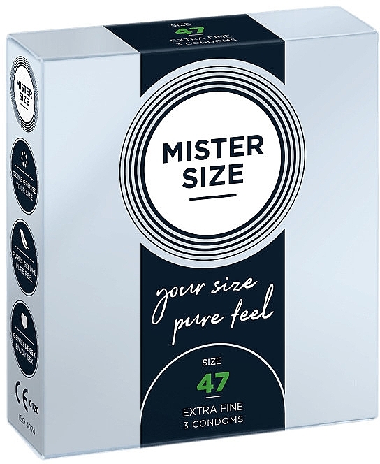 Latex Condoms, 47 size, 3 pcs - Mister Size Extra Fine Condoms — photo N1