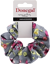 Fragrances, Perfumes, Cosmetics Hair Tie, FA-5647, grey with flowers - Donegal