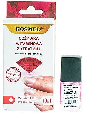 Vitamin Nail Polish with Keratin - Kosmed Colagen Nail Protection 10in1 — photo N1