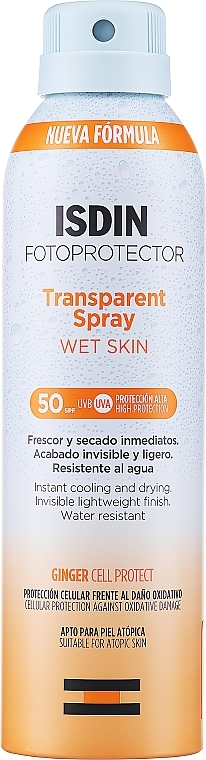 Sunscreen Spray - Isdin Fotoprotector Transparent Spray Wet Skin SPF 50+ — photo N1