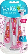 Fragrances, Perfumes, Cosmetics Disposable Shaving Razors, 3pcs - Gillette Venus Treasures Design Edition Pink